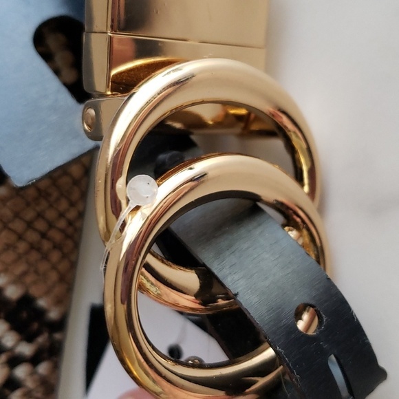 INC International Concepts Double Circle Reversible Faux Snakeskin/Cognac Belt S - Picture 5 of 6